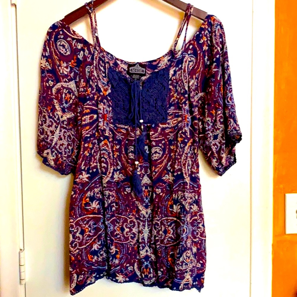 Funky Angie Bohemian Gauzy Lace Tassel Tunic